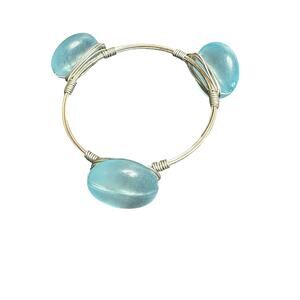 Blue Clouded Glass Bead Statement Bracelet